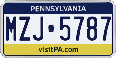 PA license plate MZJ5787