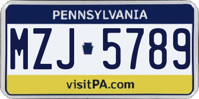 PA license plate MZJ5789
