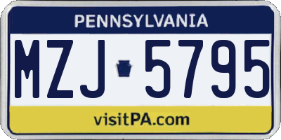 PA license plate MZJ5795