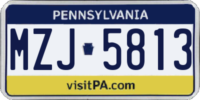 PA license plate MZJ5813