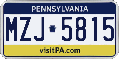 PA license plate MZJ5815