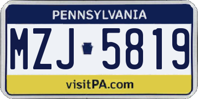 PA license plate MZJ5819