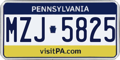 PA license plate MZJ5825