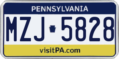 PA license plate MZJ5828