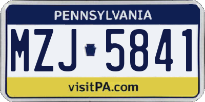 PA license plate MZJ5841