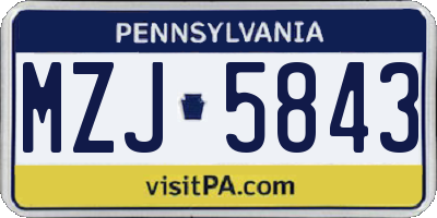 PA license plate MZJ5843