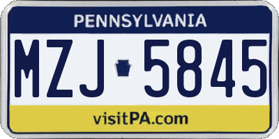 PA license plate MZJ5845
