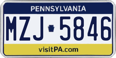 PA license plate MZJ5846