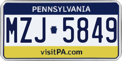 PA license plate MZJ5849