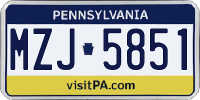 PA license plate MZJ5851