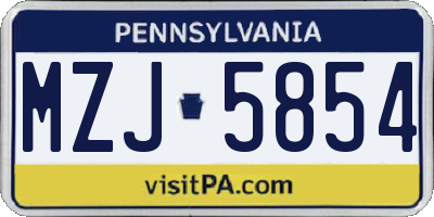 PA license plate MZJ5854