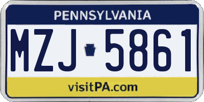 PA license plate MZJ5861