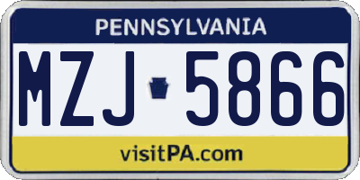 PA license plate MZJ5866