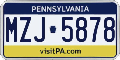 PA license plate MZJ5878