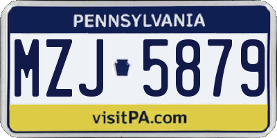 PA license plate MZJ5879