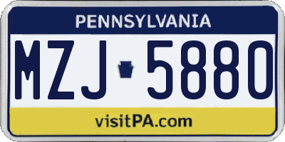PA license plate MZJ5880