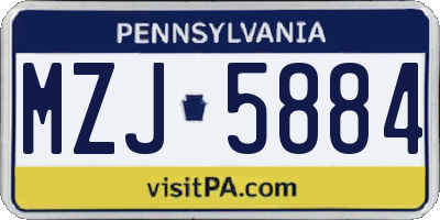 PA license plate MZJ5884