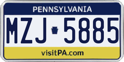 PA license plate MZJ5885
