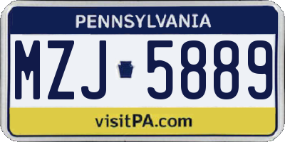 PA license plate MZJ5889