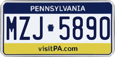 PA license plate MZJ5890