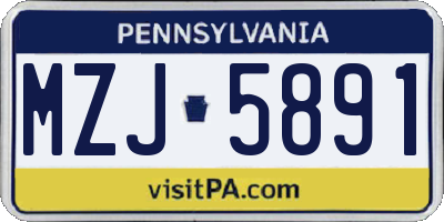 PA license plate MZJ5891