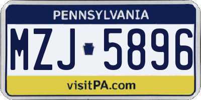 PA license plate MZJ5896