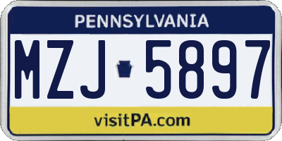 PA license plate MZJ5897