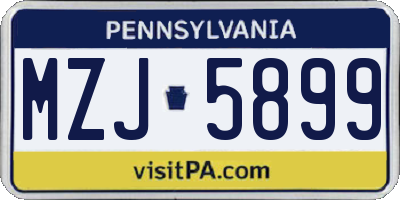 PA license plate MZJ5899