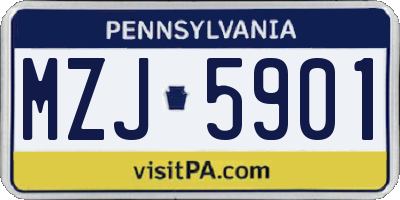 PA license plate MZJ5901