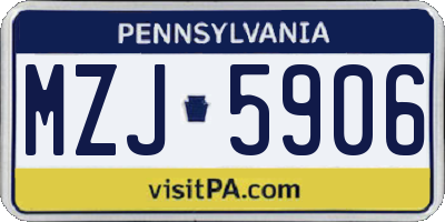 PA license plate MZJ5906