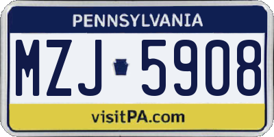 PA license plate MZJ5908