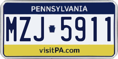 PA license plate MZJ5911