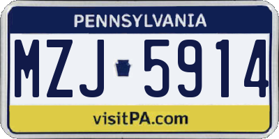 PA license plate MZJ5914