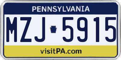 PA license plate MZJ5915