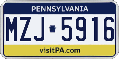PA license plate MZJ5916