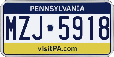 PA license plate MZJ5918