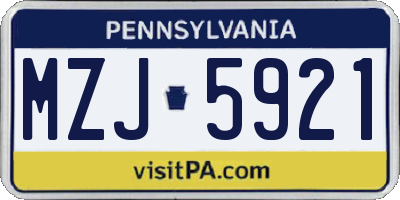 PA license plate MZJ5921