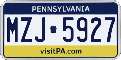 PA license plate MZJ5927