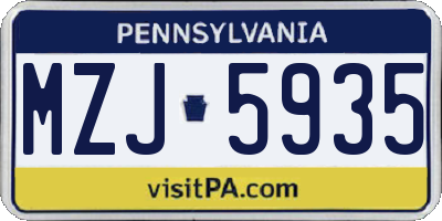 PA license plate MZJ5935