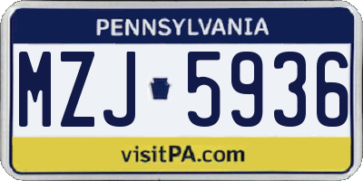 PA license plate MZJ5936