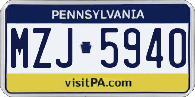 PA license plate MZJ5940