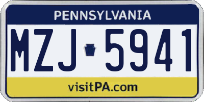 PA license plate MZJ5941