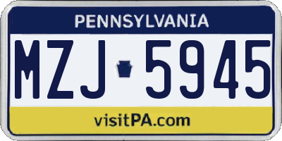 PA license plate MZJ5945