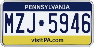 PA license plate MZJ5946