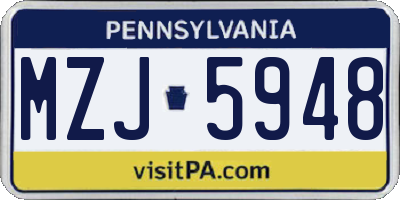 PA license plate MZJ5948