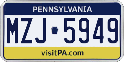 PA license plate MZJ5949