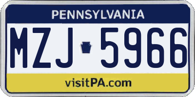 PA license plate MZJ5966