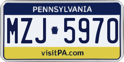 PA license plate MZJ5970