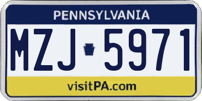 PA license plate MZJ5971