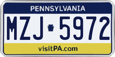 PA license plate MZJ5972